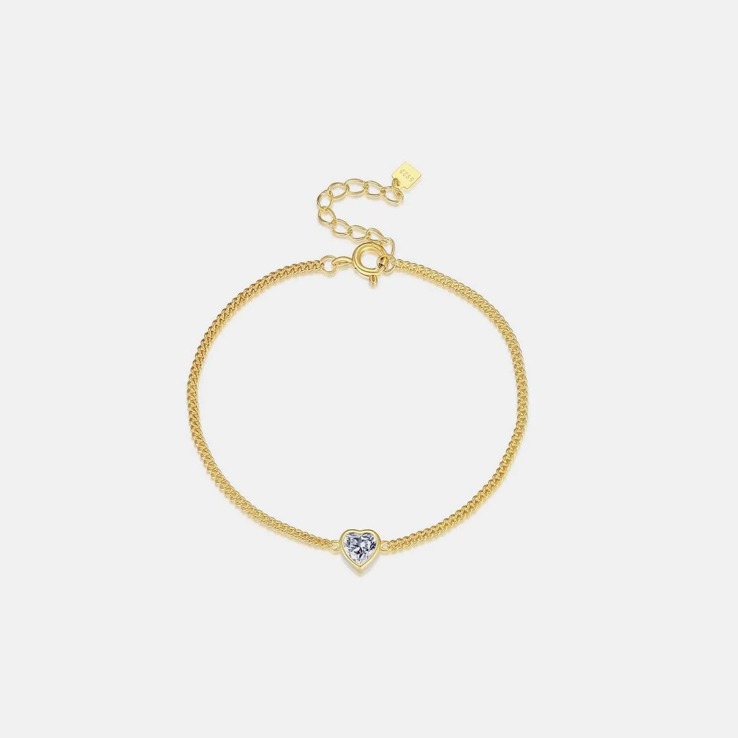 Heart Inlaid Zircon Spring Ring Closure Bracelet Gold One Size Bracelets - Tophatter Daily Deals